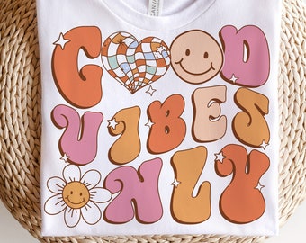 Good Vibes Only PNG Sublimation, Hippie Png, Good vibes Png, Flower power Png, Retro Png, Inspiration Png, Positivity Png, Smiley Png