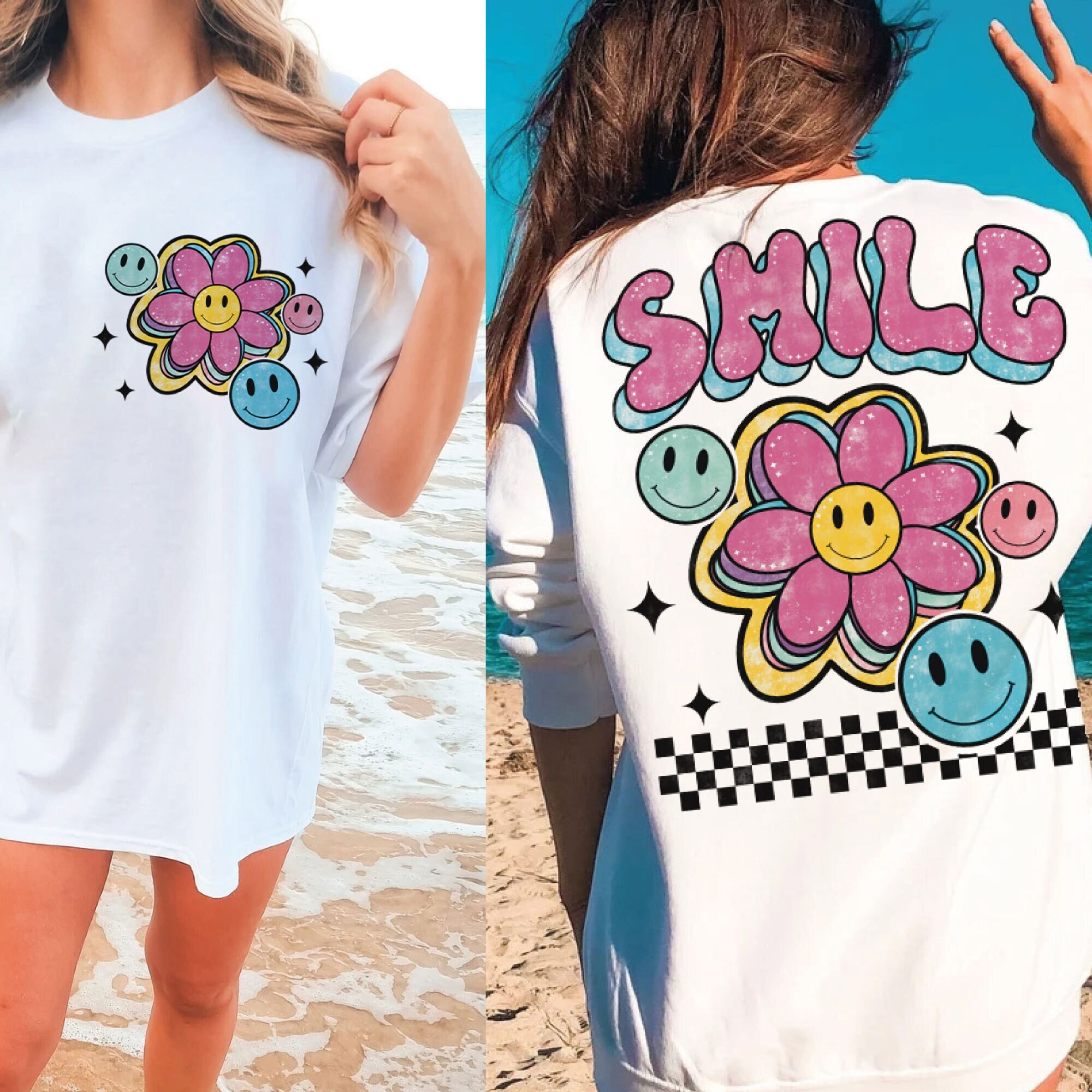 Flower Smiley Hoodie Etsy UK