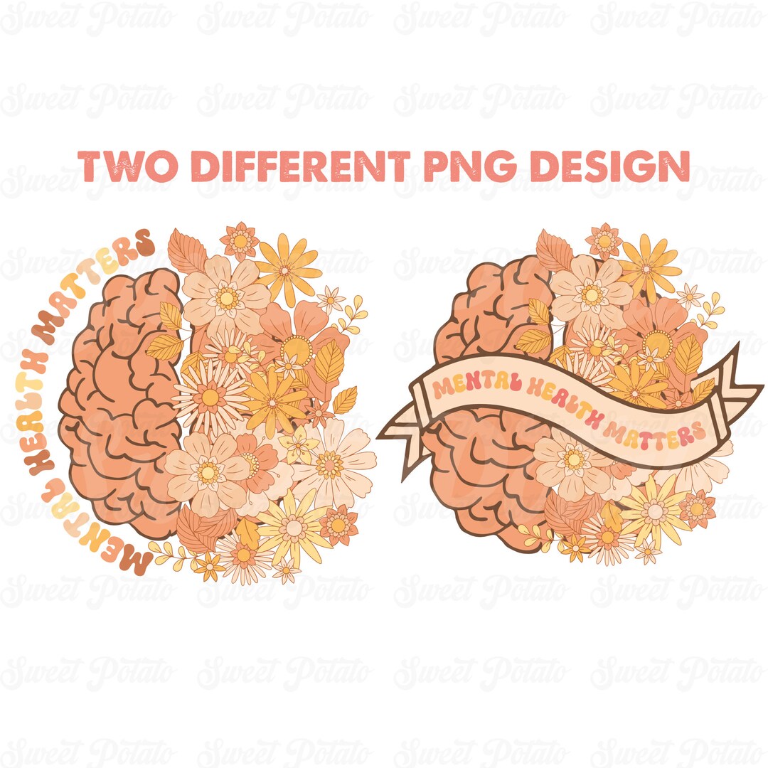 2 Mental Health Matters PNG, Png Files Trendy Sublimation, Retro Floral ...