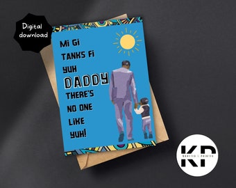 Jamaican Greeting Cards, Father's Day Greeting Card, Black Father, Caribbean Dad, Printable Card, Funny Greeting Card, Blank Card