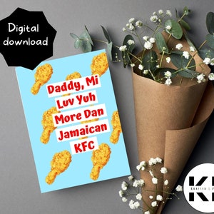 Cartões de felicitações jamaicanos, cartão de felicitações do dia dos pais, cartão de felicitações patois, cartão para impressão, cartão de felicitações engraçado, cartão em branco