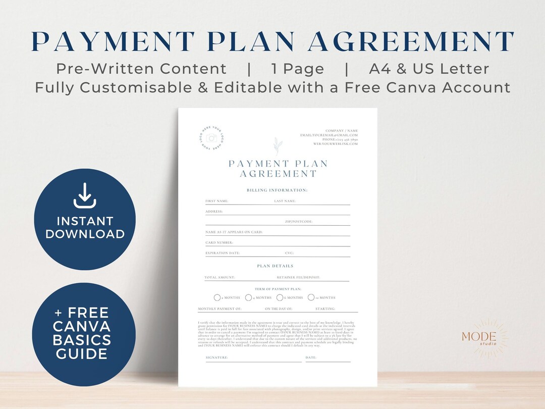 Payment Agreement Template Payment Plan Templates Payment Contract ...