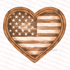 USA Heart Laser Burn PNG / Diseño vectorial digital / XTool / Glowforge / Lightburn / Grabado / Naturaleza / Archivos de grabado láser
