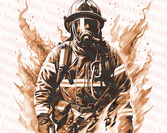 Firefighter Laser Burn PNG | Digital Vector Design | XTool | Glowforge | Lightburn | Engrave | 3D Laser Burn Files | Laser Engraving Files