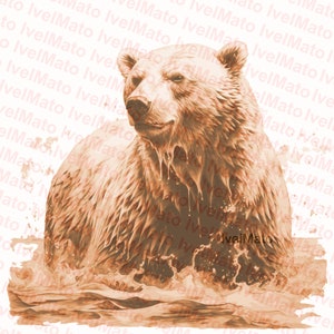 Orso polare Laser Burn PNG / Digital Vector Design / XTool / Glowforge / Lightburn / Incisione laser naturale / File di incisione laser