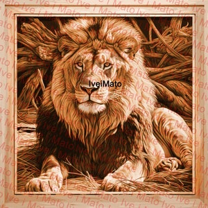 Lion Laser Burn PNG / Diseño digital / Grabado láser PNG / Grabado / XTool / Glowforge / Lightburn / Archivos de grabado láser de león