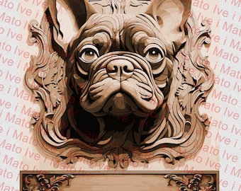 French Bulldog | Laser Engraving PNG | Digital Design | XTool | Glowforge | Lightburn | French Bulldog Portrait | French Bulldog Engraved