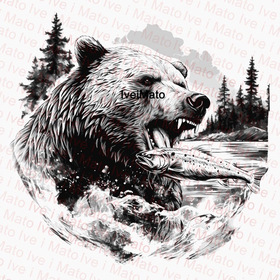 Grizzly Bear | Laser Engraving PNG | Digital Design
