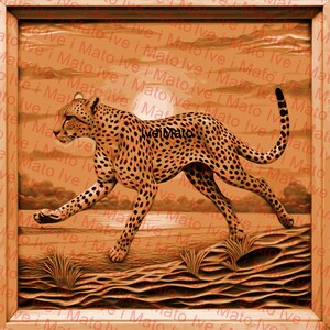 Cheetah Running Laser Ready PNG | Digital Design | Laser Engraving PNG | Engrave | XTool | Glowforge | Lightburn | Laser Burn PNG