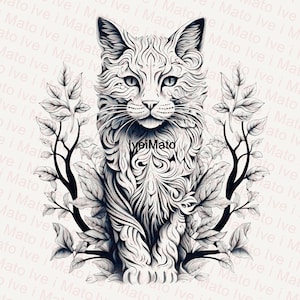 Chat Maine coon | Gravure laser PNG | Conception numérique | Graver | Outil X | Forgelumineuse | Coup de foudre | Chat | Chat assis