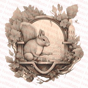 Little Squirrel Laser Burn PNG | Digital Vector Design | XTool | Glowforge | Lightburn | 3D Wood Engrave | Nature | Laser Engraving Files