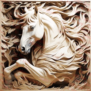 Caballo Blanco / Grabado Láser PNG / Diseño Digital / XTool / Glowforge / Lightburn / Grabado / Naturaleza / Retrato de Caballo / Relieve de Caballo