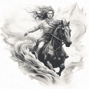 Cowgirl Equitação Cavalo Gravação A Laser PNG | Desenho Digital | XFerramenta | Forja Brilhante | Queimadura de luz | Arte gravada do oeste selvagem americano | Laser queimar PNG