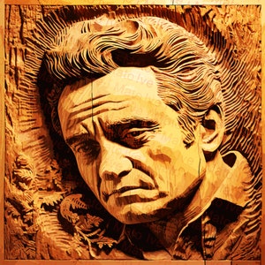 Johnny Cash Laser Engraving PNG | Digital Design | XTool | Glowforge | Lightburn | Laser Digital Files | Laser Burn PNG