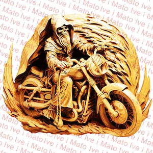 Grim Reaper Laser Burn PNG / Diseño digital / XTool / Glowforge / Lightburn / Grim Reaper 3D Relief / Grim Bikerider / Archivos listos para láser