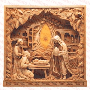 Geboorte van Jezus Laser Burn PNG | Digitaal vectorontwerp | XTool | Gloedforge | Lichtbrand | Graveren | 3D-laserbrandbestanden | Lasergravure