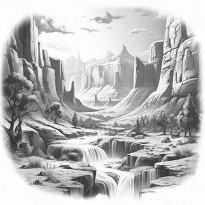 3D Canyon Laser Burn PNG / Digital Vector Design / XTool / Glowforge / Lightburn / Incidere / Paesaggio selvaggio West / File di incisione laser
