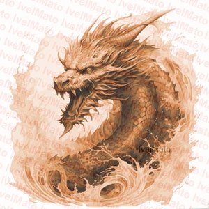 Sea Dragon Laser Burn PNG | Digital Vector Design | XTool | Glowforge | Lightburn | Engrave | Fantasy Laser Burn | Laser Engraving Files