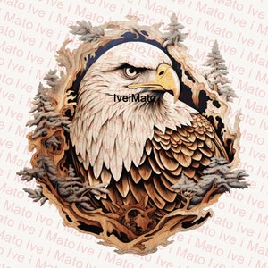 American Eagle Portrait | Digital Design | Laser Engraving PNG | XTool | Glowforge | Lightburn | Bald Eagle | Engrave