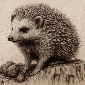 Hedgehog Laser Burn PNG / Diseño vectorial digital / XTool / Glowforge / Lightburn / Grabado / Naturaleza / Archivos de grabado láser