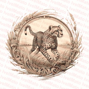Cheetah Framed Laser Burn PNG | Digital Vector Design | XTool | Glowforge | Lightburn | Engrave | 3D Laser Burn Files | Laser Engraving File
