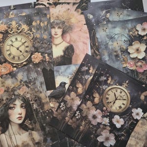 30 fogli di scrapbooking, carta materiale retrò per album di ritagli, Diary Journal Planner, artigianato, carta di sfondi per Journling, fiori che sbocciano di notte
