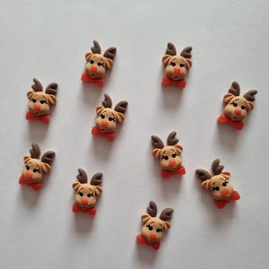 10 adornos de reno navideño con parte posterior plana, reno navideño de resina 3D, álbum de recortes, manualidades, decoraciones, mini dije de reno navideño de resina