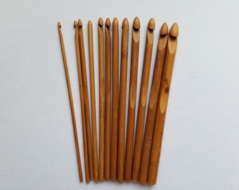 Crochet bamboo hooks, crochet bamboo needles, 11 sizes