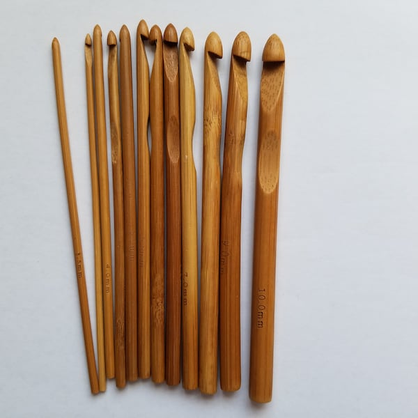 Crochet bamboo hooks, crochet bamboo needles, 12 sizes,bamboo