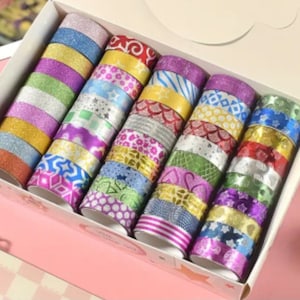 50 rolls glitter washi masking decorative tape set,Washi tape,washi tape for art,craft,scrapbooking,card making,Journal tape,Planner tape