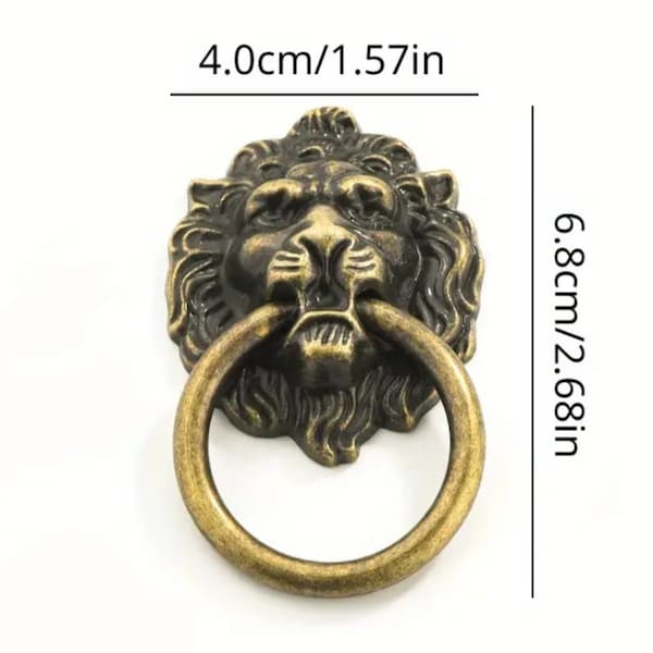 Lion drawer knobs dresser drop pulls rings antique bronze lion head door handle cabinet handle hardware