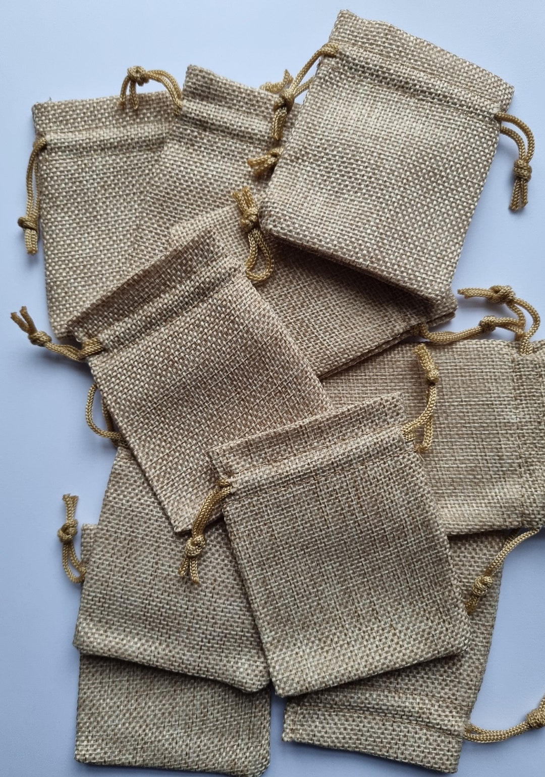 10 Burlap Gift Bags Jewellery Bag Drawstring Wedding Party Etsy