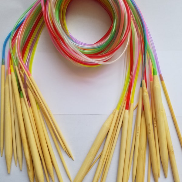 Aiguilles à tricoter en bambou, aiguilles à tricoter circulaires, 18 tailles, longueur 120 cm