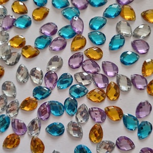 100 lose annähende Gems Strasssteine, gemischte Farben, Handwerk, Nähen, Kleidung, Taschen