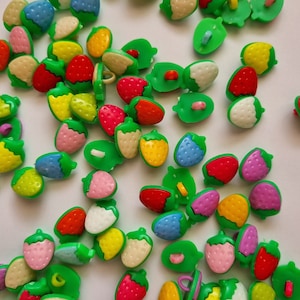 Botões de morango mistos de plástico, botões de morango, botões de costura, conjunto de 10