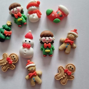 10 adornos navideños mixtos con parte trasera plana, árbol de Navidad de resina 3D, Papá Noel, álbum de recortes, fabricación de tarjetas, manualidades, decoración, mini dije navideño de resina