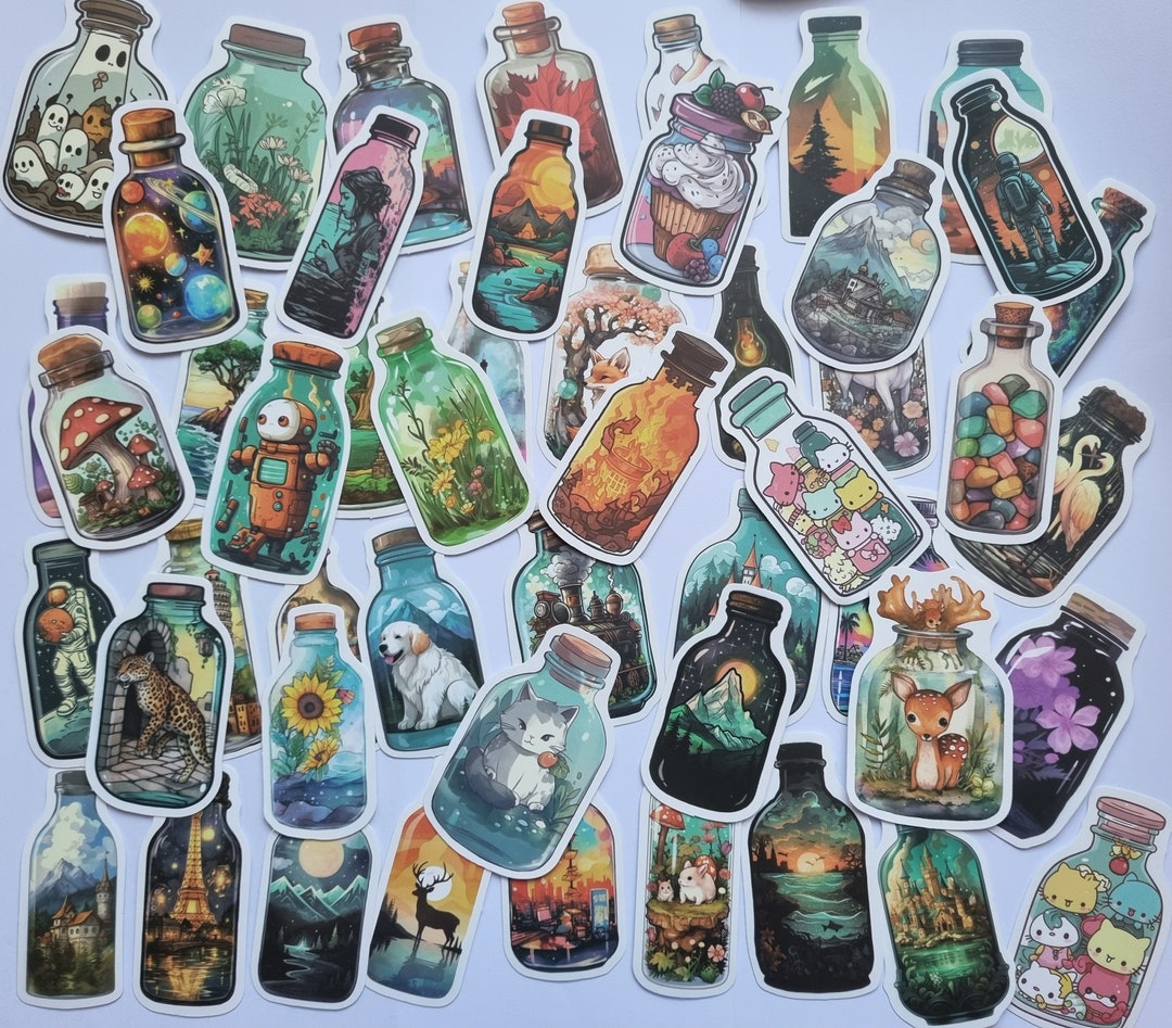 50 Magical Scenes in Bottle Stickers for Scrapbooking,diary,planner ...