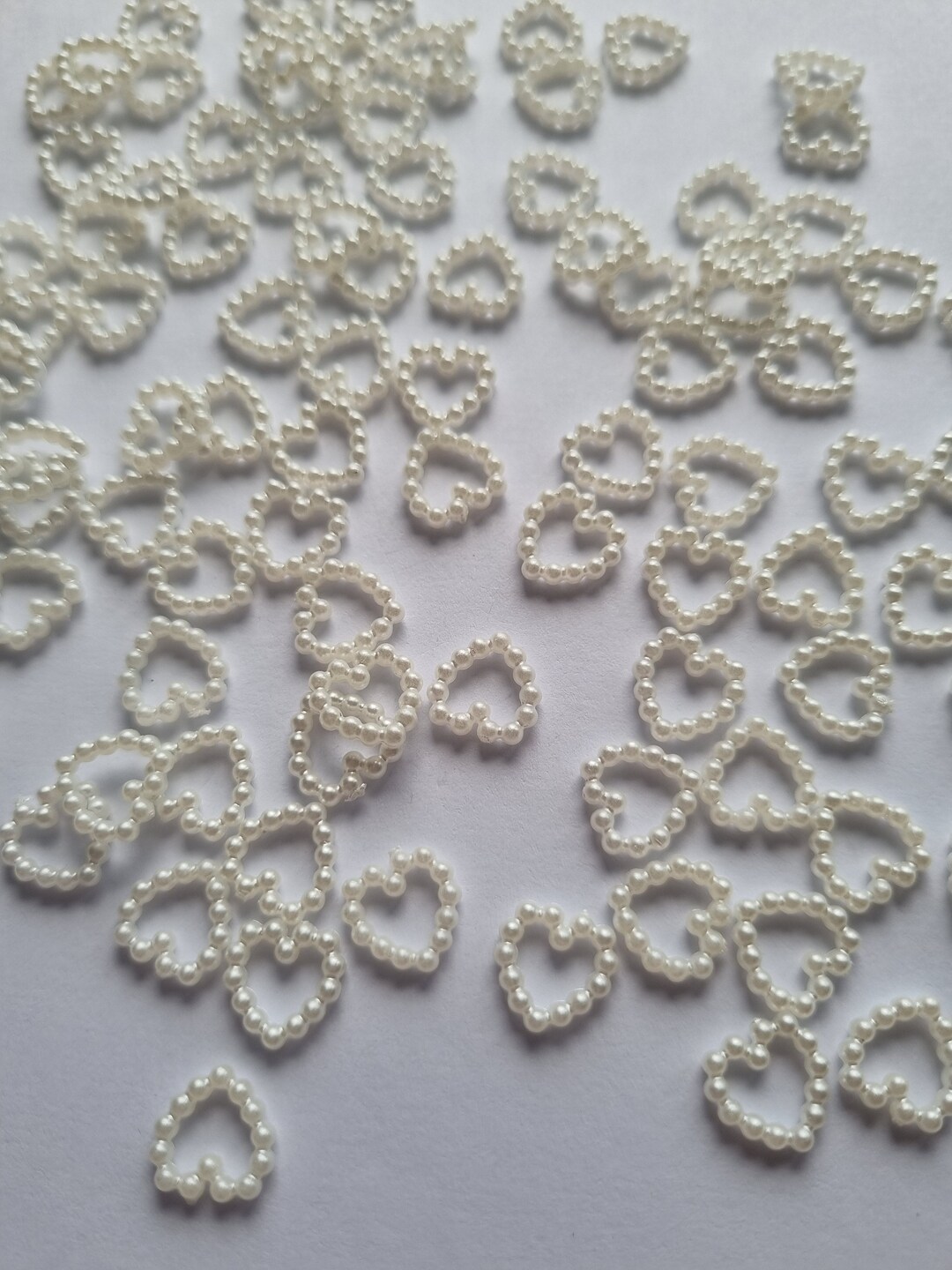 100 Pearl Heart Embellishments,card Making,scrapbooking,wedding