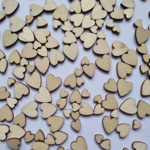 300 Mini Wooden Hearts,Wedding Table Scatter DIY Craft Accessories Rustic Wedding Party Decoration Scrapbook,Crafts,Card making,mixed sizes