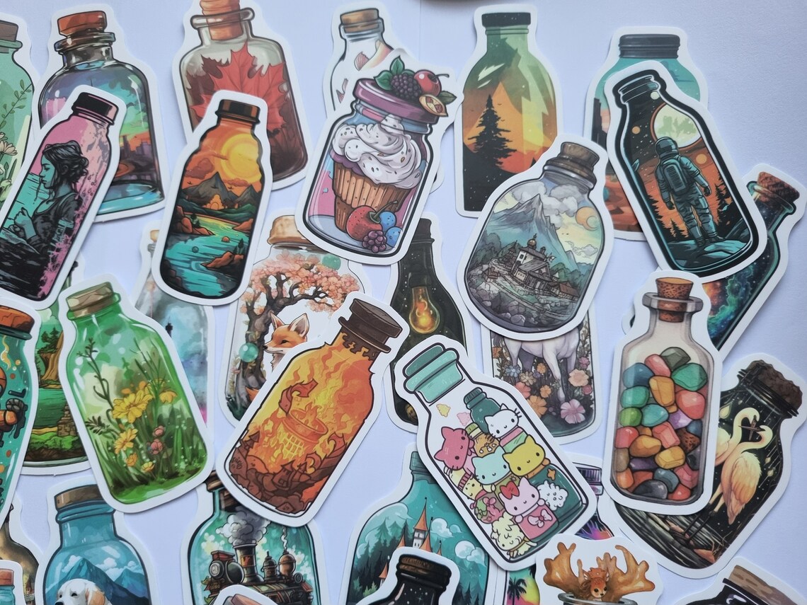50 Magical Scenes in Bottle Stickers for Scrapbooking,diary,planner ...