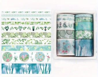 10 rolls masking decorative tape,Washi tape,green washi tape,washi tape for art,craft,scrapbooking,card making,Journal tape,Planner tape