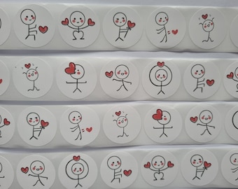 Cartoon Matchmaker Sticker Valentine's Day Stickers Love Labels for Wedding Holiday Gift Decoration Envelope Stickers 25mm