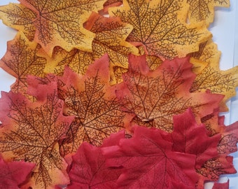 12 Autumn Maple Leaves Fabric Home Fall Decoration Wreath Making Halloween Craft Supply Artificial Leaves,halloween decor
