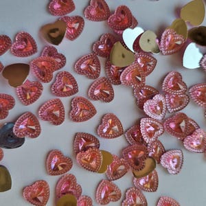 100 plaksteentjes roze hartstrassteentjes, roze harten, kaarten maken, scrapbooking, bruiloft, verjaardag, Valentijnsdagharten, ambacht