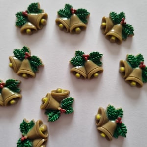 10 flatback Weihnachtsglocken Verzierungen, 3D-Harz Weihnachtsglocke, Scrapbook, Handwerk, Dekor, Mini-Harz Weihnachtsglocke Charme, Kartenherstellung