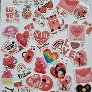 50 Stück Liebe, Valentinstag Aufkleber, kleine Sticker, Aufkleber für Scrapbooking, Tagebuch, Journal Planer,Bastelarbeiten,selbstklebend,Valentinstag Aufkleber