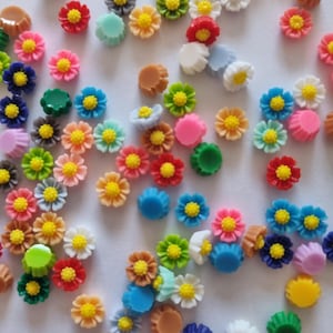50 bunte mini Blümchen, 3D Blümchen, 3D Blumen, Resin, Resin, Resin, 30x40cm