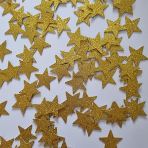 100 mini confetes de estrelas douradas brilhantes, enfeites de estrelas, fabricação de cartões, álbum de recortes, artesanato de Natal, decoração de inverno, enfeite de estrelas douradas, 2 cm