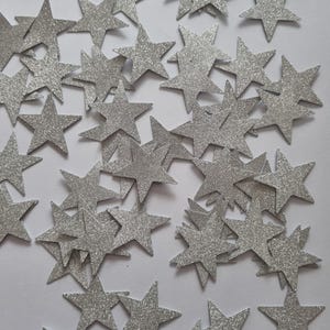 50 glitter zilveren sterconfetti, sterversieringen, kaarten maken, scrapbooking, kerstknutsels, winterdecoratie, zilveren sterversieringen