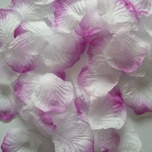 白紫のバラの花びら ウェディングフラワーデコレーションクラフト 人工バラの花びら パーティー紙吹雪
